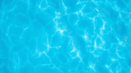 Obraz premium transparent Blue Water with Ripples, Splashes, Bubbles, and Sunlit Waves – Abstract Summer Banner Background, water texture, abstract background, copy space