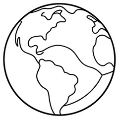 Earth Globe Line Art Vector Illustration