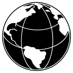 Earth Globe Line Art Vector Illustration