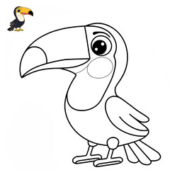 Obraz premium Happy Toucan Coloring Page - Fun and Cheerful Cartoon Bird Design for Kids