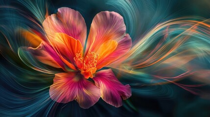 Colorful Flower with Abstract Swirls