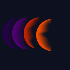 abstract circle background navy purple red orange color gradiant illustration.	