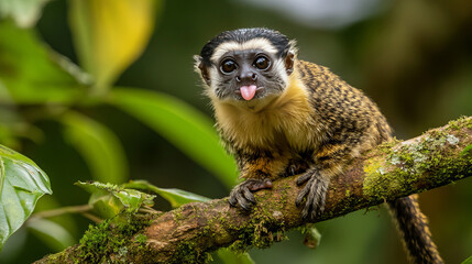 Obraz premium Golden-headed Lion Tamarin: A Portrait of Endangered Beauty in the Brazilian Rainforest