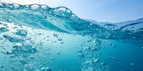 Blue clear water surface texture with ripples, and splashes. For background. 