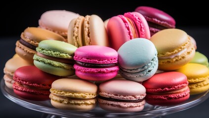 Fototapeta premium Colorful macarons arranged on a table
