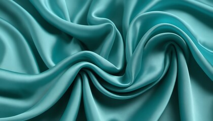 Obraz premium Teal Silk Fabric Draped Swirls Soft Elegant Texture Background