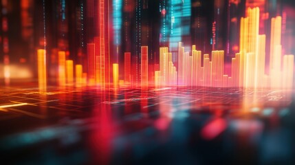 Fototapeta premium A 3D rendering of a financial stock market graph with bars representing 2025 financial performance.