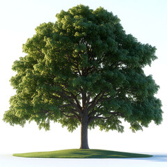 Fototapeta premium Lush green tree on small hill, isolated on white.