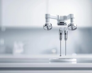 Orthopedic implants displayed in augmented reality, lifelike detail, sterile lab