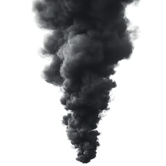 Aerial view of black smoke eruption and urban pollution impact