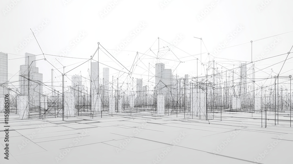 Poster hologram data visualization. data visualization of polygons, triangles of points and lines. data vis