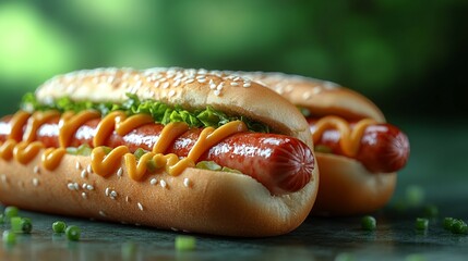 Juicy sausages for hot dog and grilling on a solid background.