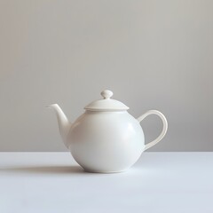 Elegant Minimalist White Teapot with Smooth Curves and Simple Design