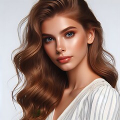Fototapeta premium A beautiful Young woman fashion her hair style isolated 4K Bright Picture on white background 25