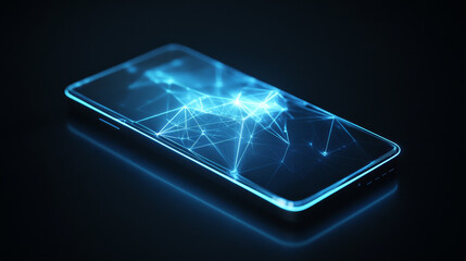 Hologram phone setting. The phone settings consists of polygons, triangles of points and lines. Phone settings icon low-poly connection structure. Technology concept vector.