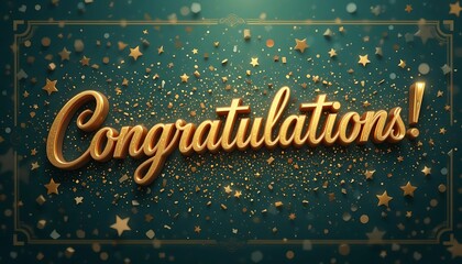 Golden Congratulations Message With Star Confetti