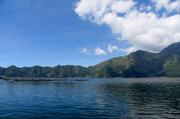 Lake Batur at Kintamani village,with mountain view,during nice weather