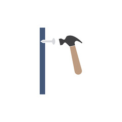 Hammer, nail, wood board design