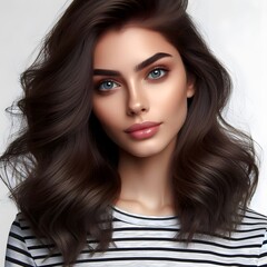 Naklejka premium A beautiful Young woman fashion her hair style isolated 4K Bright Picture on white background 1