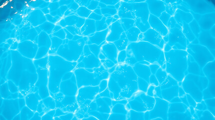 transparent Blue Water with Ripples, Splashes, Bubbles, and Sunlit Waves &ndash; Abstract Summer Banner Background, water texture, abstract background, copy space