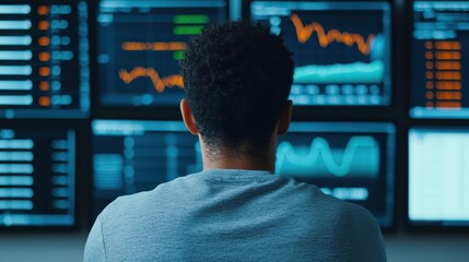 Investor using a virtual assistant to get updates on index fund performance against benchmark, financial planning, strategic growth