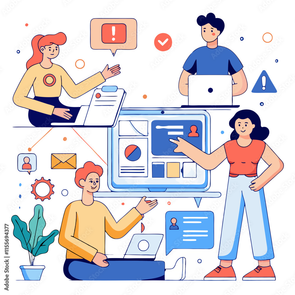 Poster Designers work collaboratively to transform sketches into dynamic digital interfaces in a modern workspace