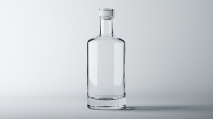 high end glass bottle with minimalist design, perfect for showcasing beverages or spirits. Its clear structure highlights contents beautifully