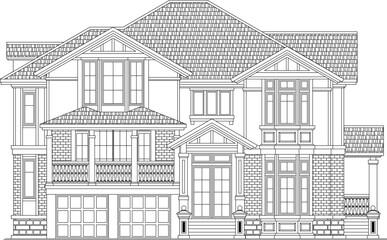 vector sketch illustration of the silhouette of a classic vintage ethnic house building design with a sloping roof.eps