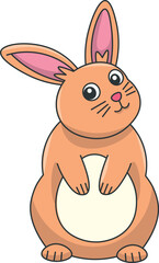 Cute rabbit cartoon. Flat vector illustration. Wild life animals. Cute animal on white background