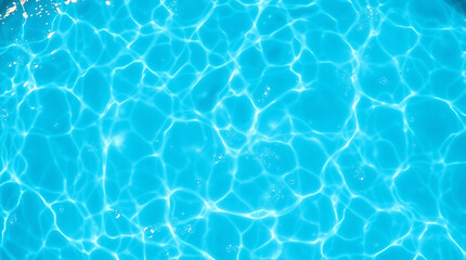 Obraz premium transparent Blue Water with Ripples, Splashes, Bubbles, and Sunlit Waves – Abstract Summer Banner Background, water texture, abstract background, copy space