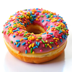 A Donut with Colorful Sprinkles Sweet Treat in Vibrant Detail