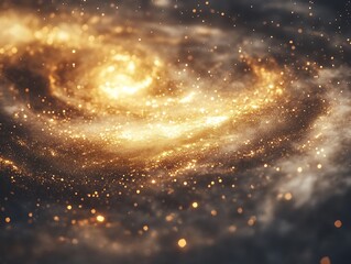 Naklejka premium An ethereal mix of gold sparkles and mist floating in an elegant swirl.