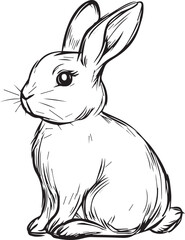 Silhouette of a rabbit thin line sketch