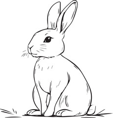 Silhouette of a rabbit thin line sketch