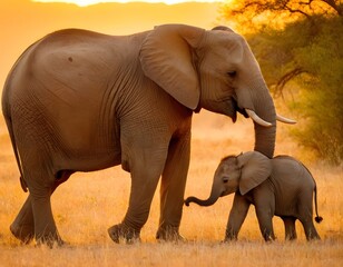 mother elephants in the wild with baby elephant © Mubashir