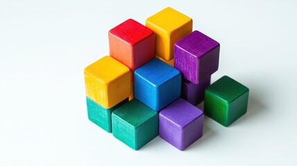 Obraz premium Colorful Isometric Cubes in a Stacked Design