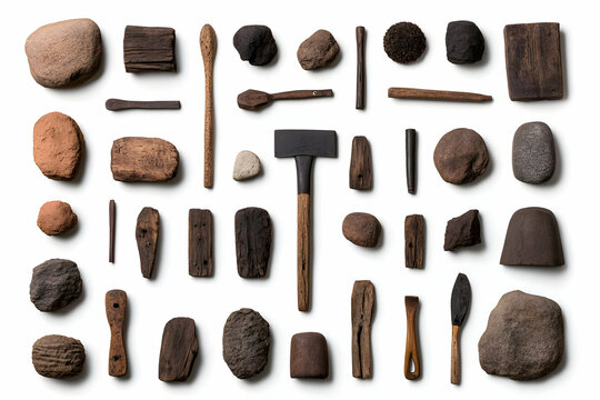 Primitive Tools and Stones Illustration