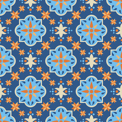 Tile seamless pattern cement floor ceramic hotel interior Cuba style.