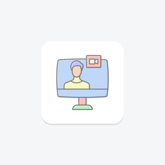 Video Conference lineal color icon , vector, pixel perfect, illustrator file