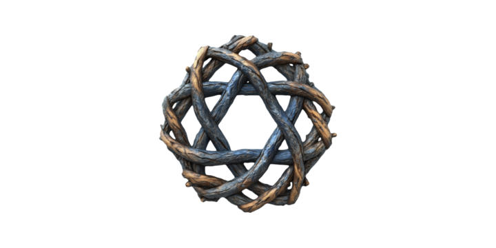 Crown of Thorns with Rustic Wooden Texture Isolated on Transparent Background