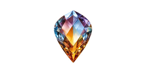 Fototapeta premium Colorful crystal gem with faceted surface isolated on transparent background