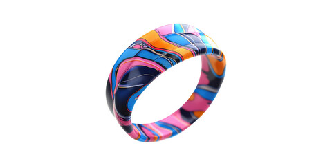 Obraz premium Colorful abstract ring with vibrant patterns isolated on transparent background