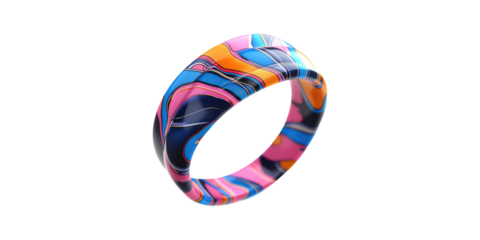 Colorful abstract ring with vibrant patterns isolated on transparent background