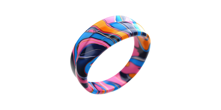 Colorful abstract ring with vibrant patterns isolated on transparent background