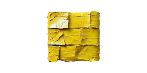 Abstract yellow textured square isolated on transparent background