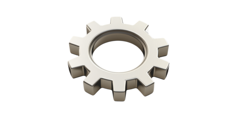 Silver Gear Icon Isolated on Transparent Background