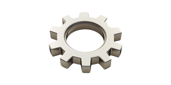 Silver Gear Icon Isolated on Transparent Background