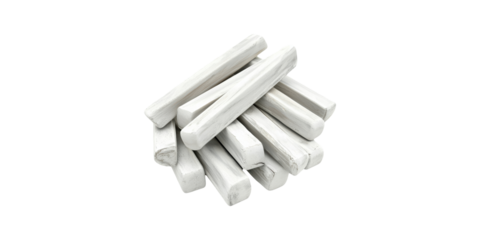 White Chalk Sticks 3D Isolated on Transparent Background