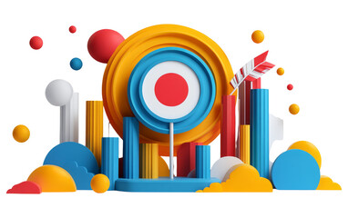 Abstract 3D Composition with Bright Colors and Shapes