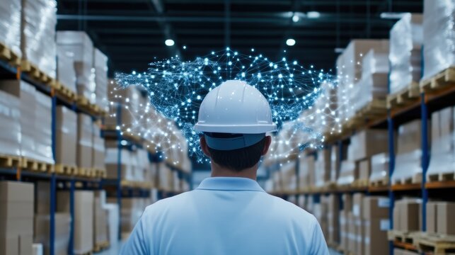 Futuristic Warehouse with Digital Logistics Tracking - Powered by Adobe